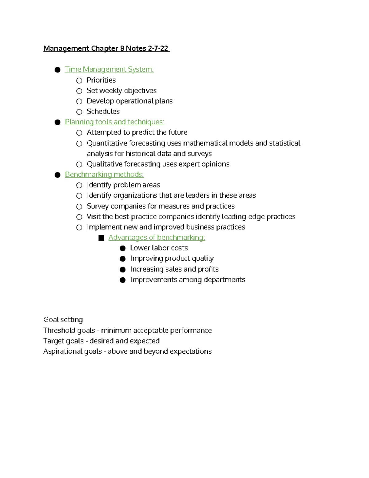 Management Chapter 8 Notes 2-7-22 - Studocu