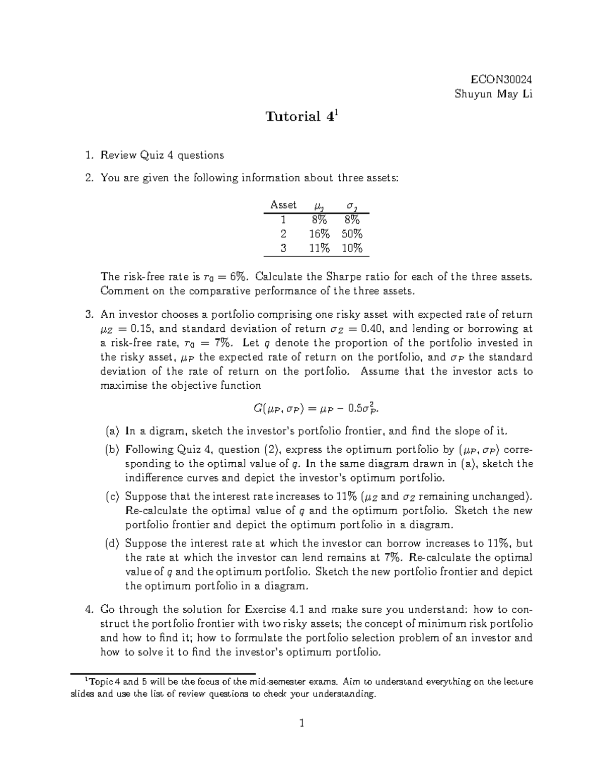 Tutorial 4 - Semester 1 Year 2022 - ECON30024 - Unimelb - Studocu