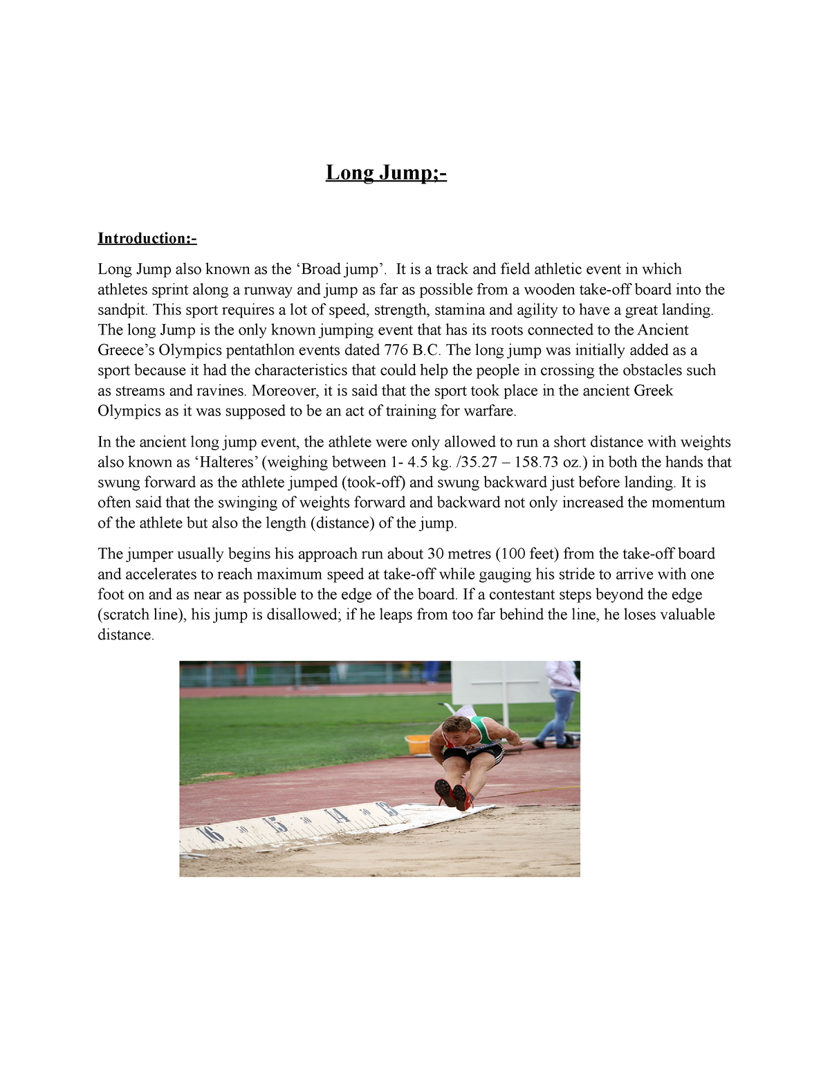 history of long jump essay