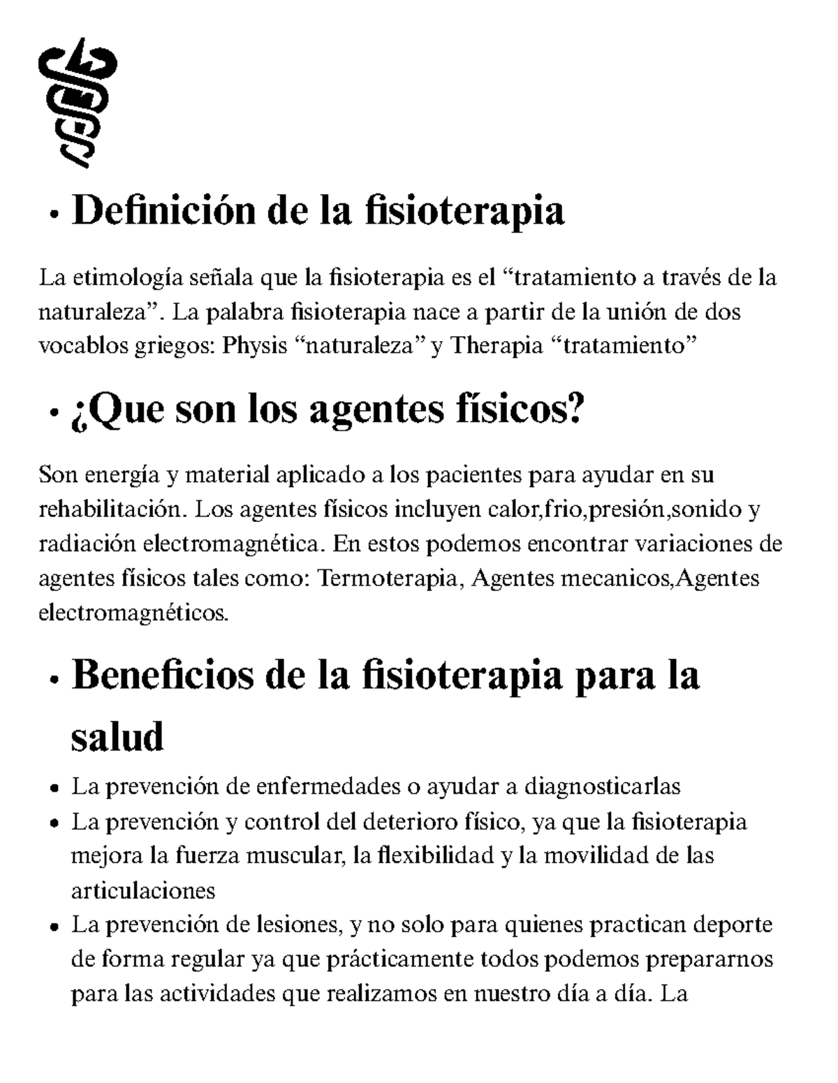 Definición de la fisioterapia - La etimología señala que la ...