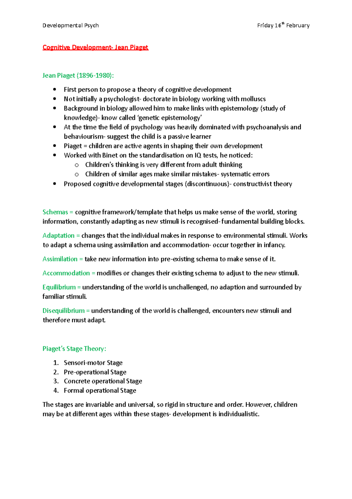 1st Year- Foundations in Developmental Psychology- Lecture 2 - Friday ...