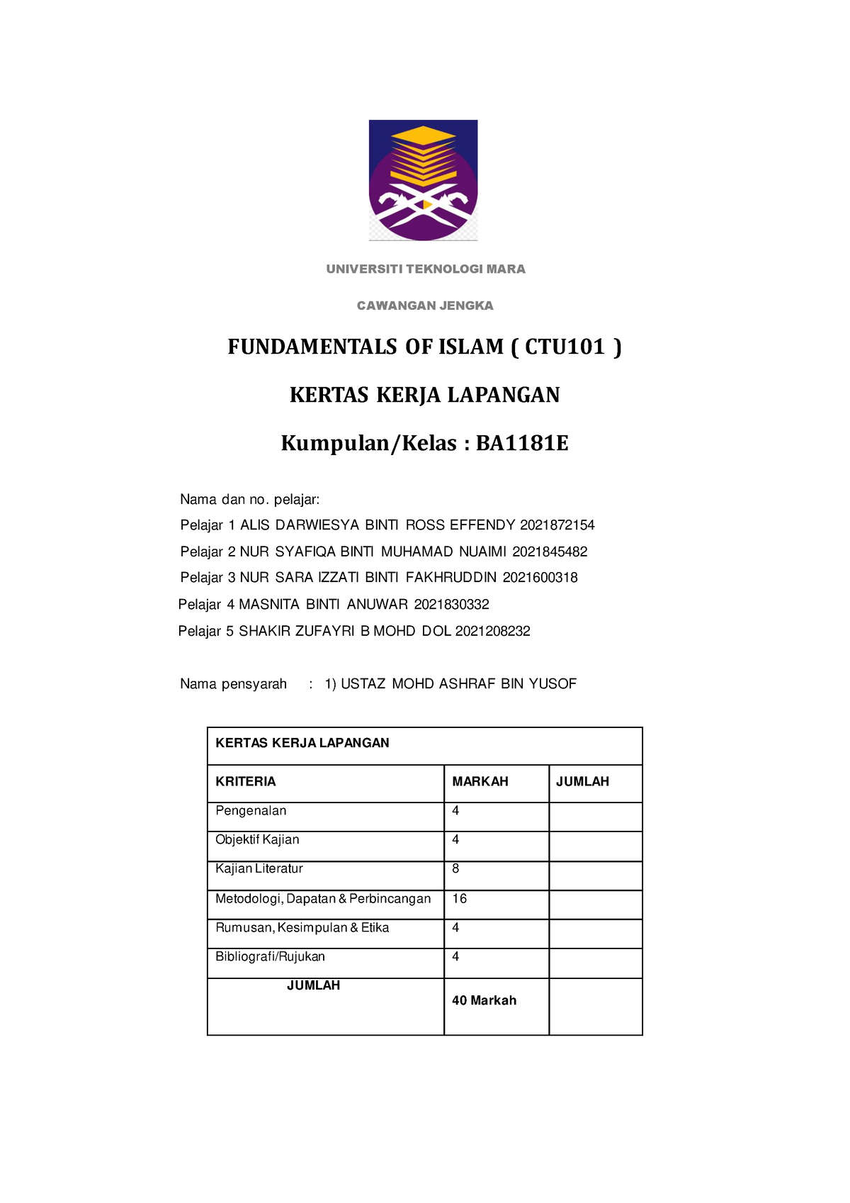 Kertas Kerja CTU101 ( Group 2) - UNIVERSITI TEKNOLOGI MARA CAWANGAN ...