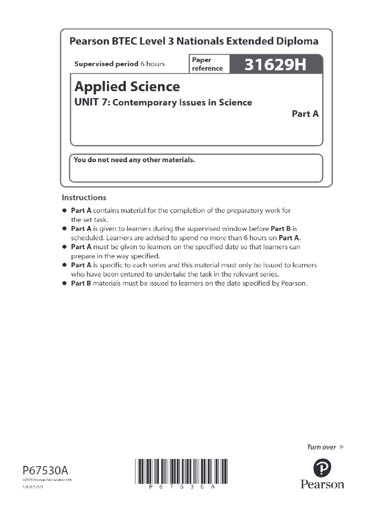 Question Paper Unit 7 January 2023 Attachment PDF appliedscience