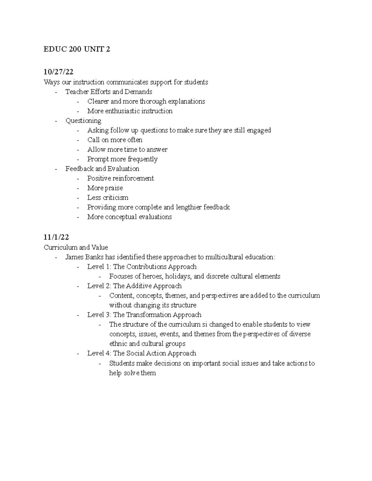 Educ 200 Notes Unit 2 Educ 200 Unit 2 1027 Ways Our Instruction Communicates Support For 5459