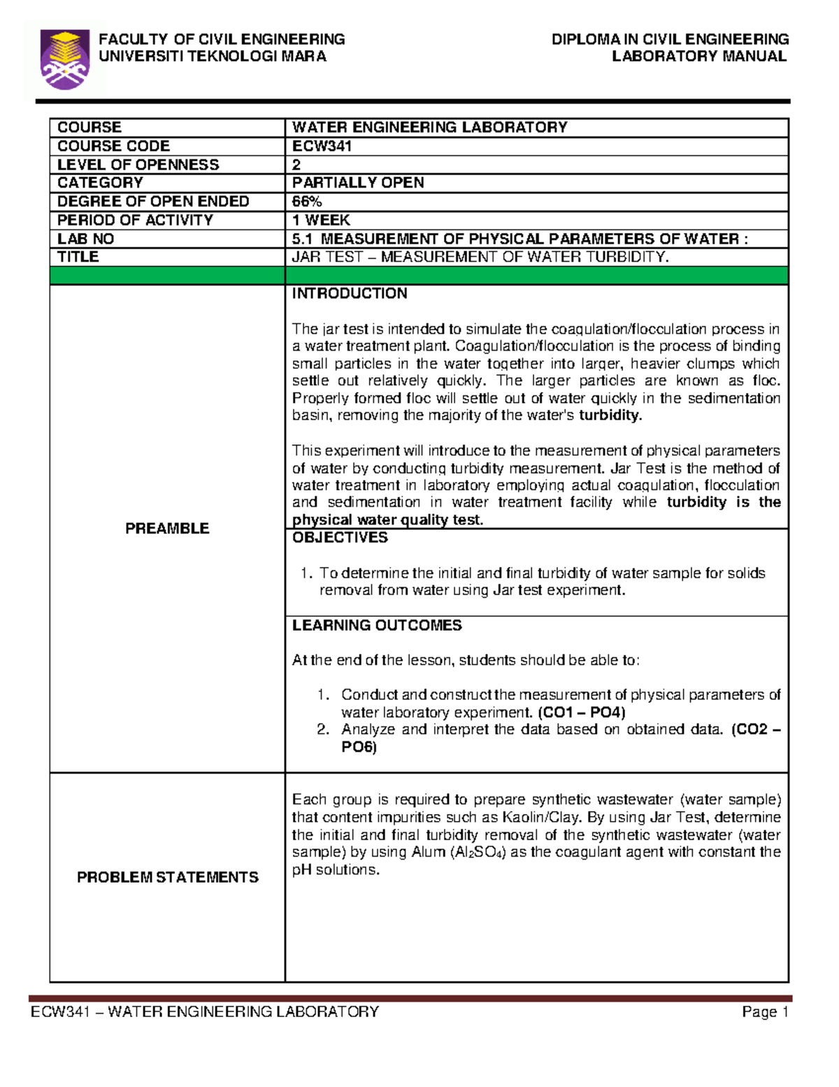 Lab Manual 5.3 - Level 2 Jar Test - FACULTY OF CIVIL ENGINEERING ...