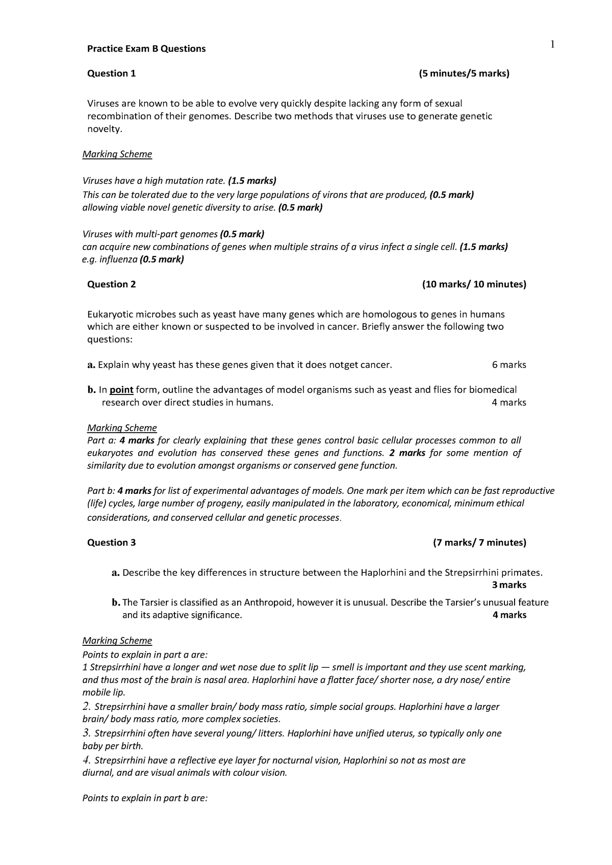 Practice Exam B Answers - Practice Exam B Questions 1 Question 1 (5 ...