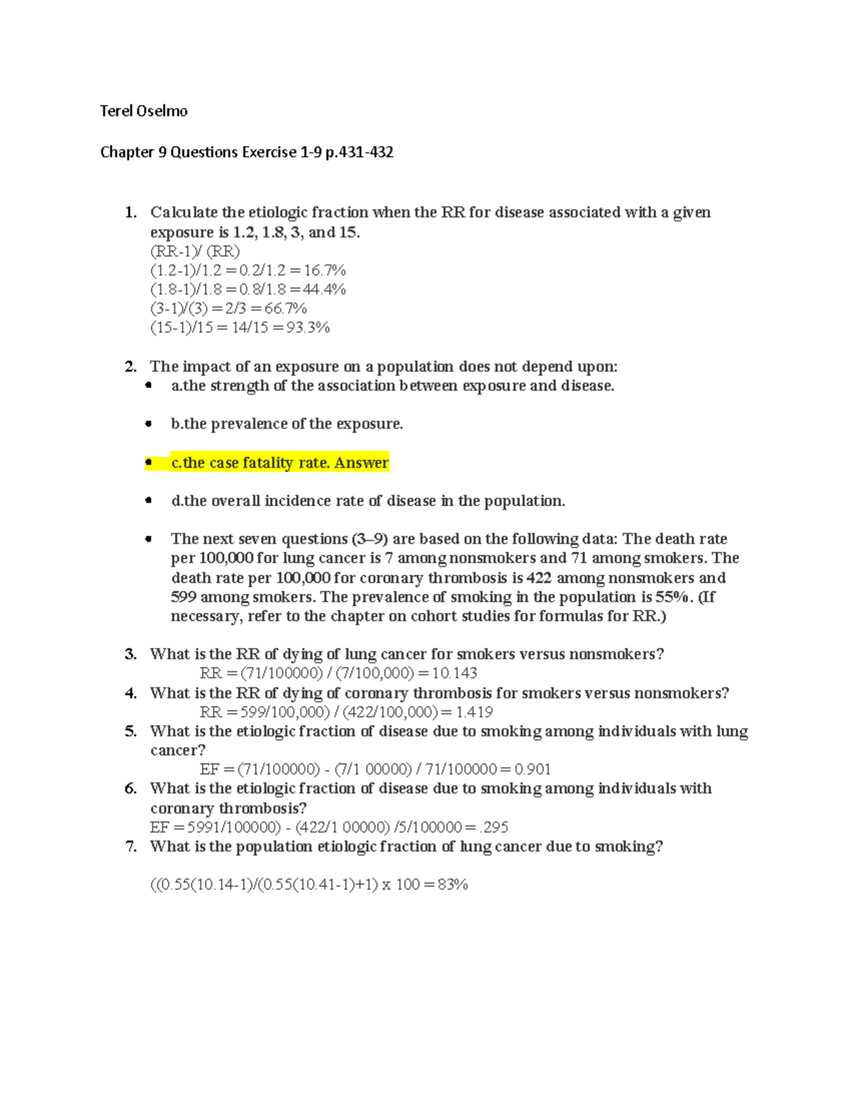 Chapter+9+HW - not - Terel Oselmo Chapter 9 Questions Exercise 1-9 p ...