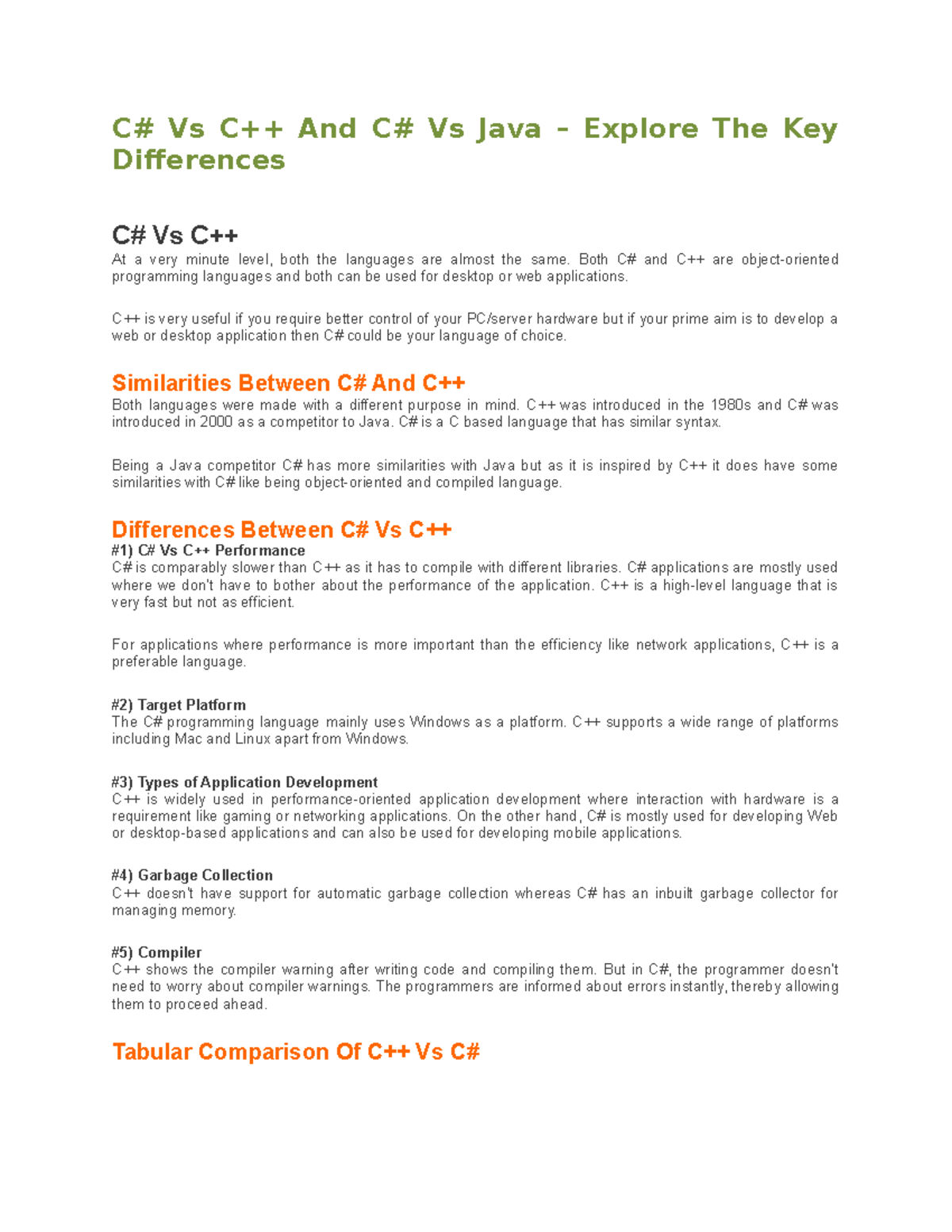 C# Vs C++ And C# Vs Java – Explore The Key Differences - Both C# and ...