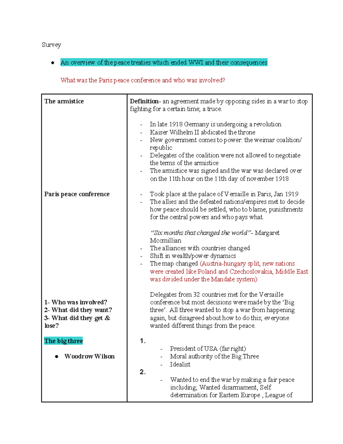 Core study power and authority in the modern world 1919-1946 - Survey ...