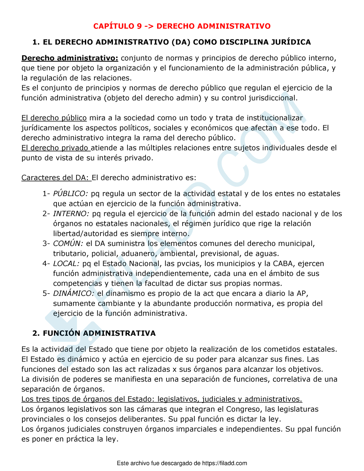 Segundo Parcial Derecho - CAPÍTULO 9 -> DERECHO ADMINISTRATIVO 1. EL ...