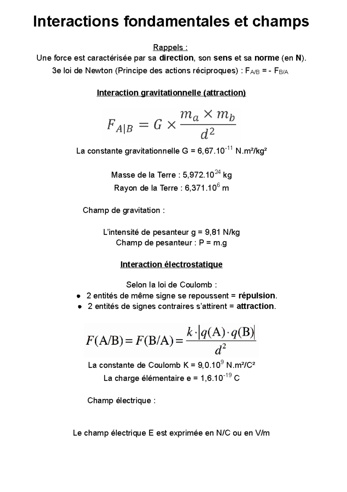 Interactions Fondamentales Et Champs - Interactions Fondamentales Et ...