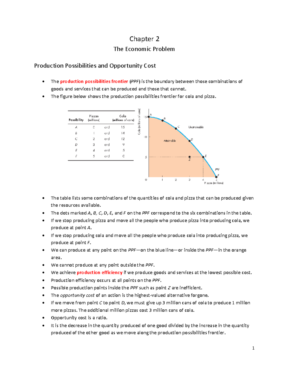Chapter 2 - Notes - Chapter 2 The Economic Problem Production ...