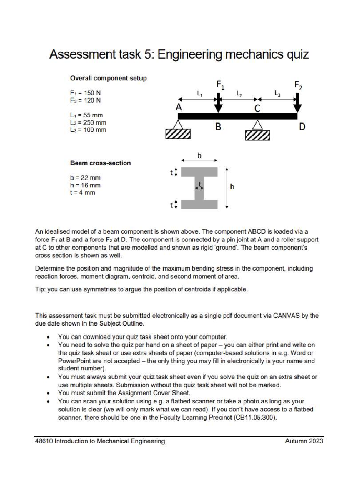 Engineering mechanics quiz - 048610 - Studocu