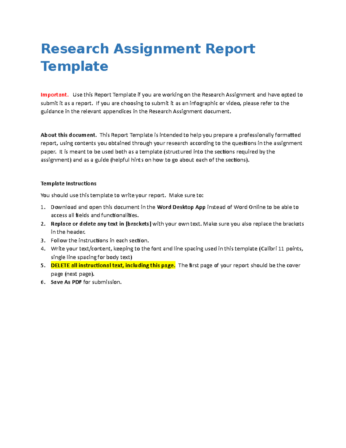 Research Assignment Template - Research Assignment Report Template ...