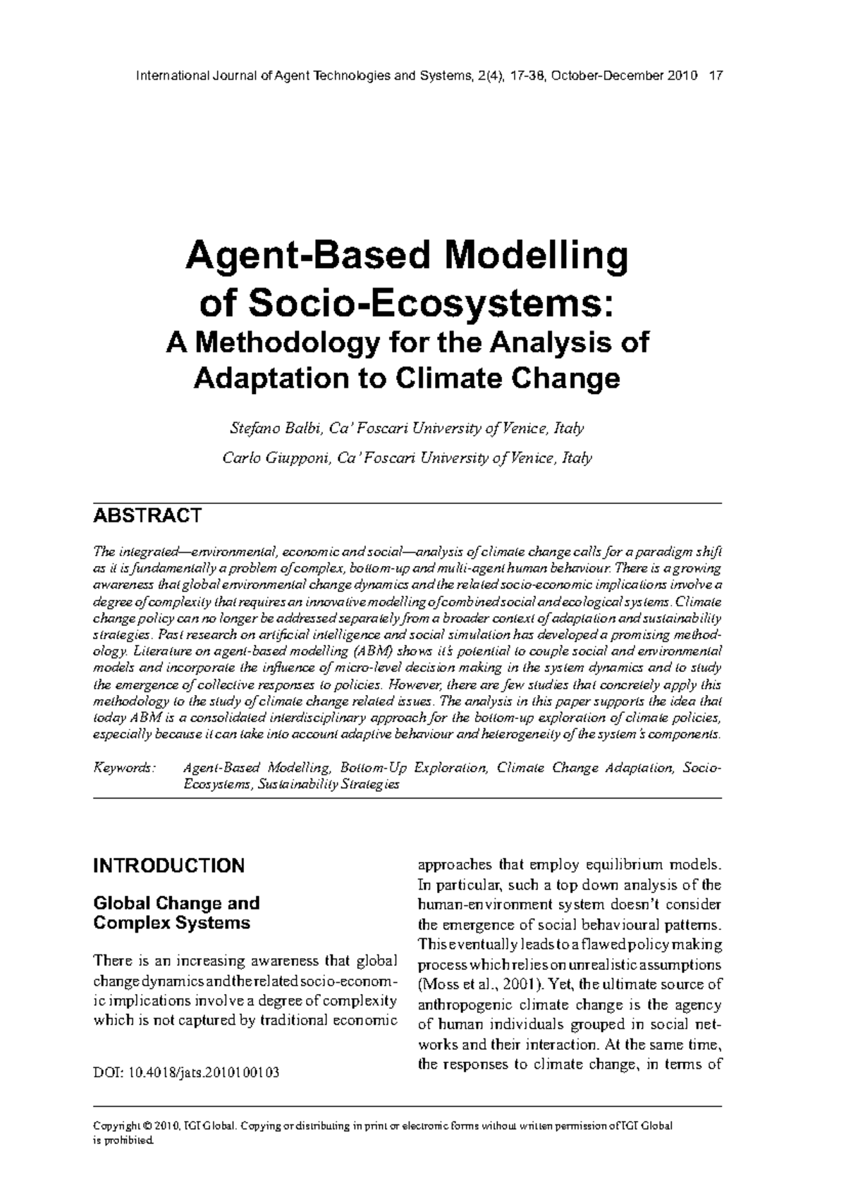 Reviewing Agent Based Modelling of Socio Studocu