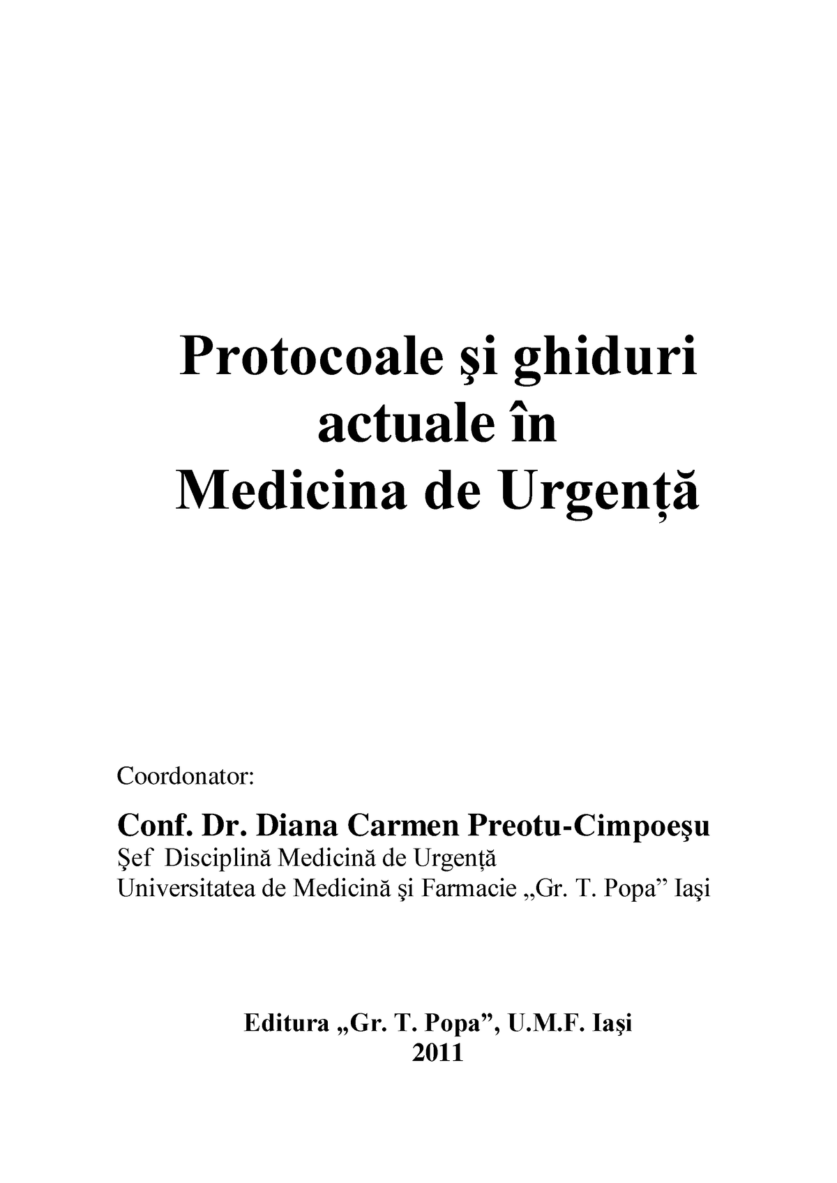 Carte- Urgente-Cimpoiesu - Protocoale şi Ghiduri Actuale în Medicina De ...