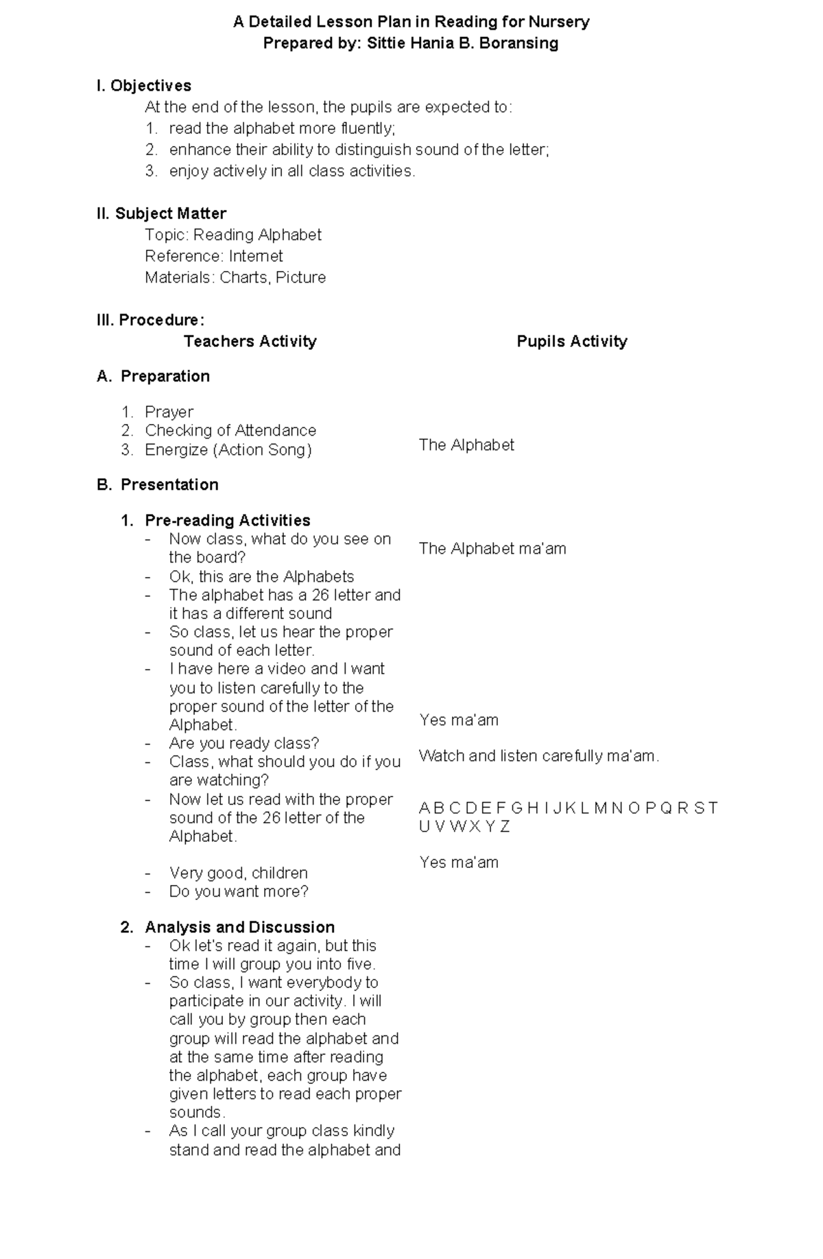 LESSON PLAN IN Reading - A Detailed Lesson Plan in Reading for Nursery ...