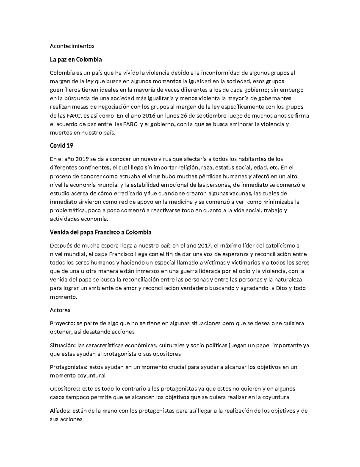 Informacion mapa mental - Acontecimientos La paz en Colombia Colombia ...