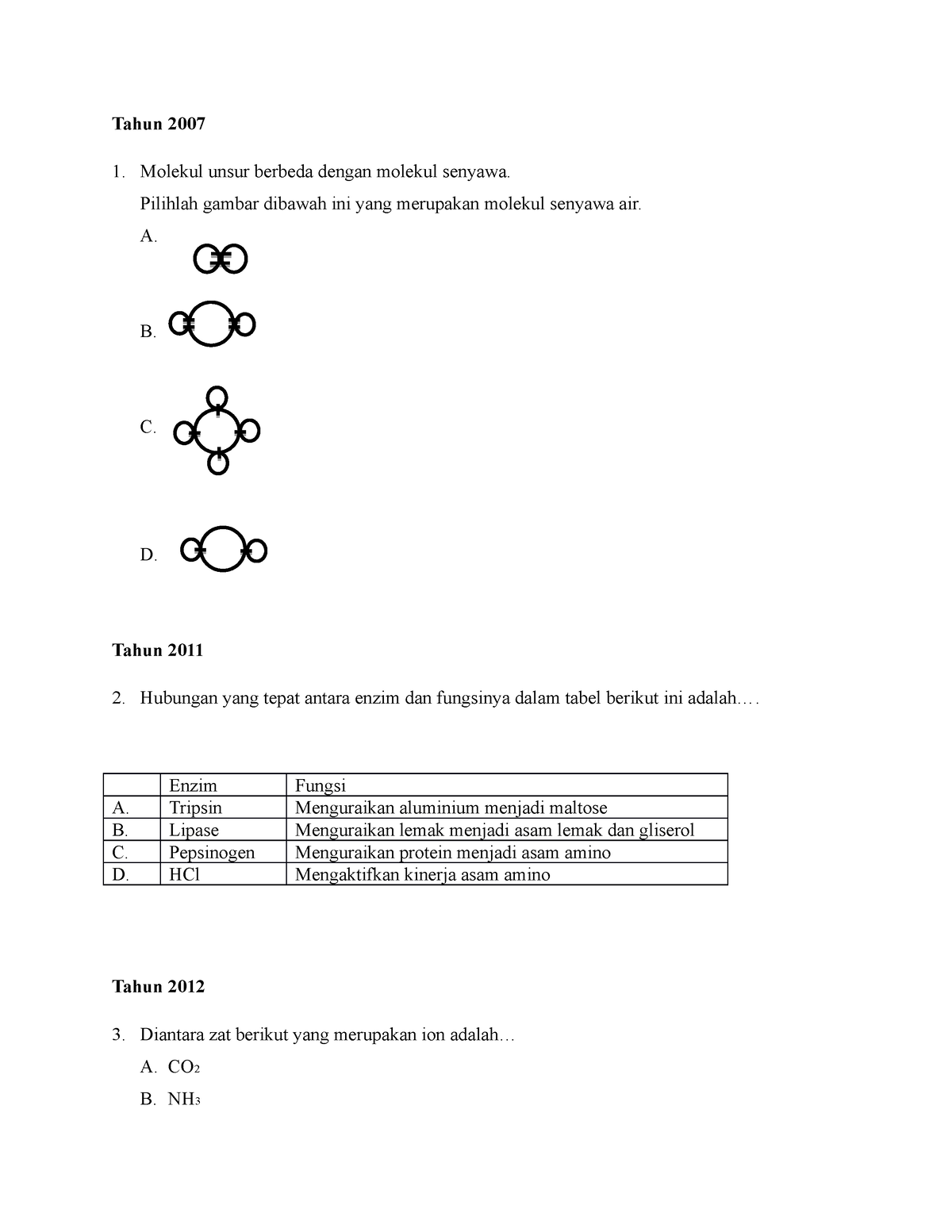 Soal UN Kimia - Contains About Chemistry Exam Questions - Tahun 2007 ...