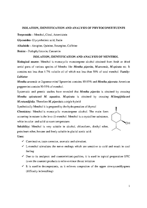 Isolation,identification and analysis of phytoconstituents. Dr.U