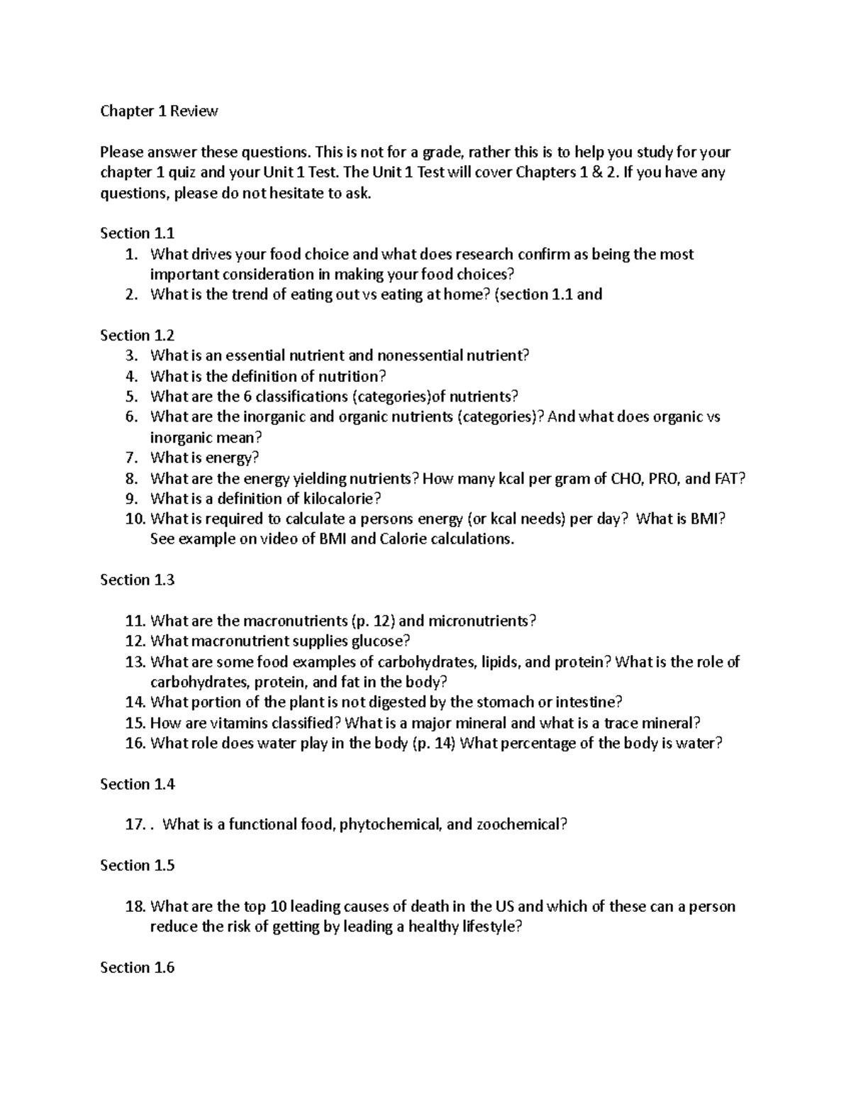 Chapter 1 Review - study guide - Chapter 1 Review Please answer these ...