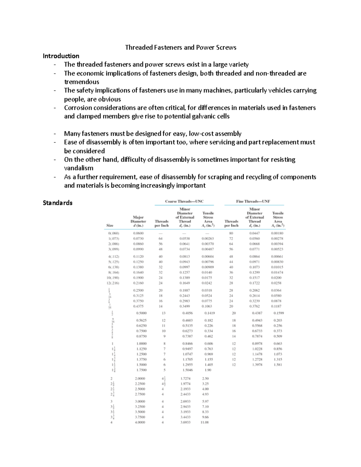 Threaded Fasteners and Power Screws Man Tech 4Mm3 McMaster Studocu