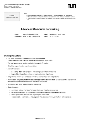 Custom Cheatsheet ACN - Zusammenfassung Advanced Computer Networks ...