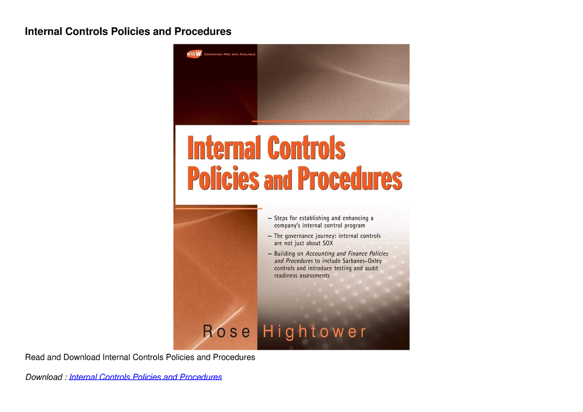 Read Ebook [PDF] Internal Controls Policies And Procedures - Internal ...