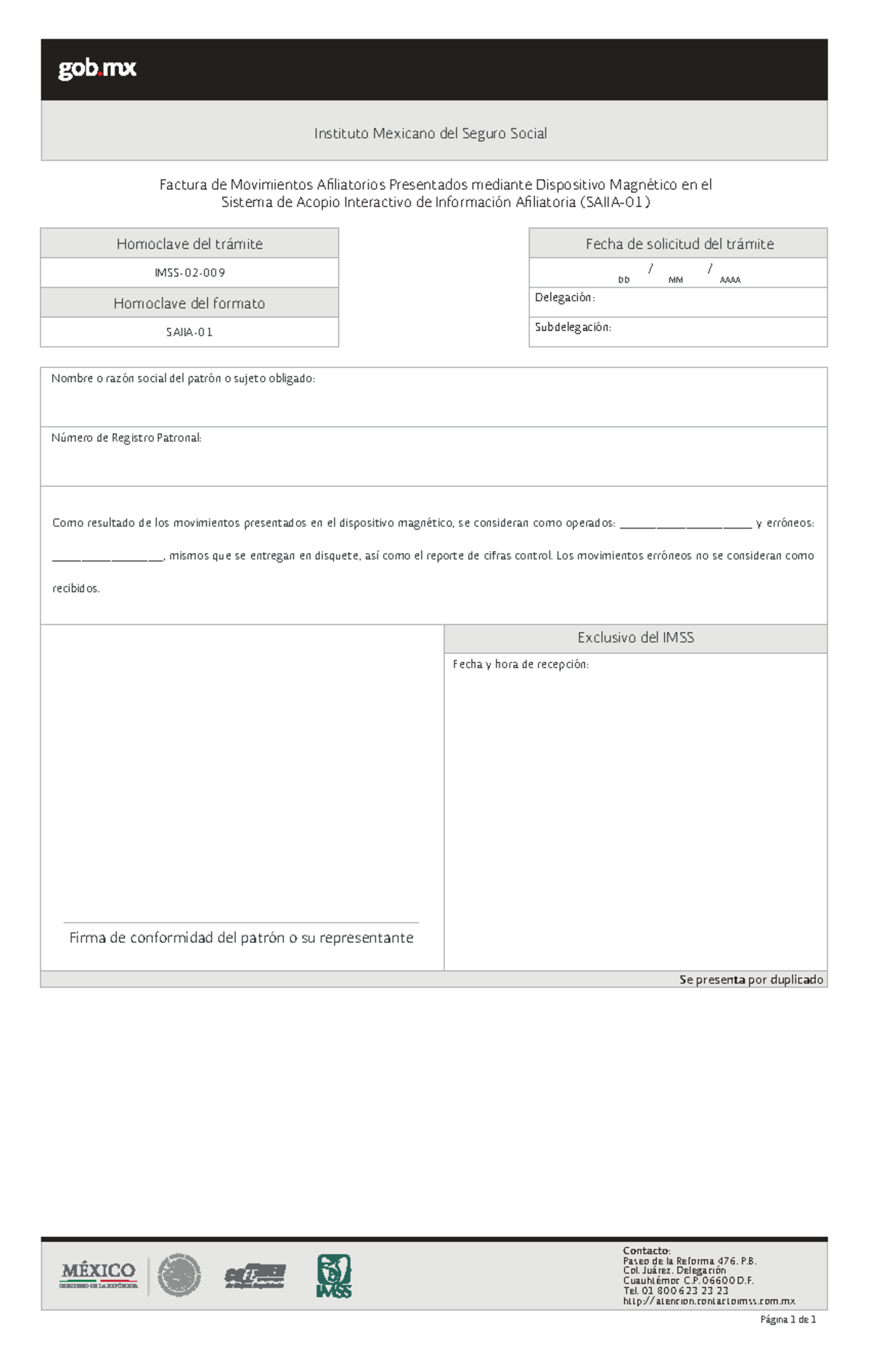 Baja IMSS - Formato De Baja IMMS En Blanco Para Llenar - Homoclave Del ...