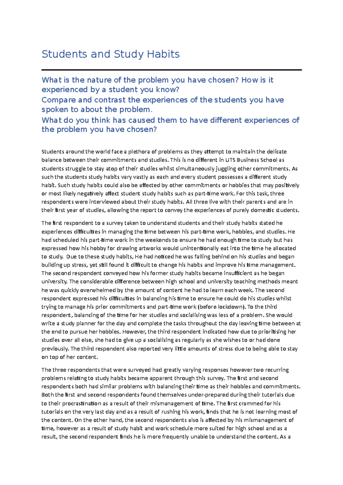 IBP TASK 1 - ibp ibpibp ibp ibp - Students and Study Habits What is the ...