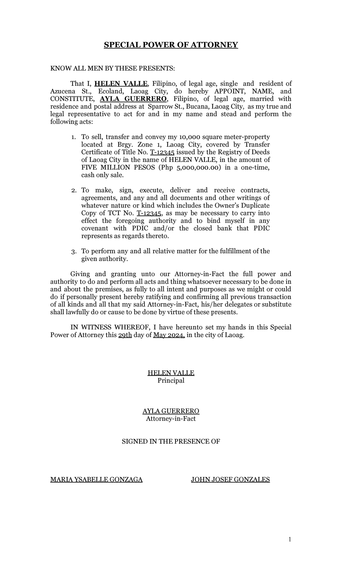 SPA-2 - Legal forms - SPECIAL POWER OF ATTORNEY KNOW ALL MEN BY THESE ...