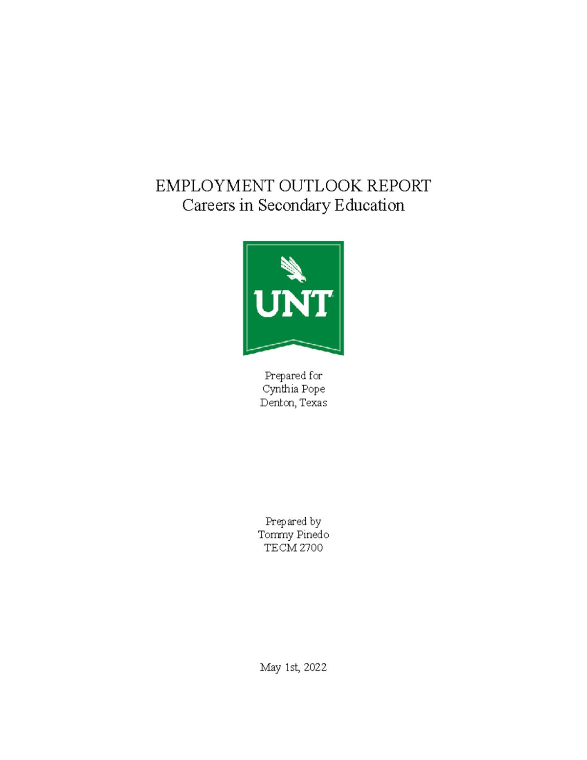 Employment outlook Final - EMPLOYMENT OUTLOOK REPORT Careers in ...