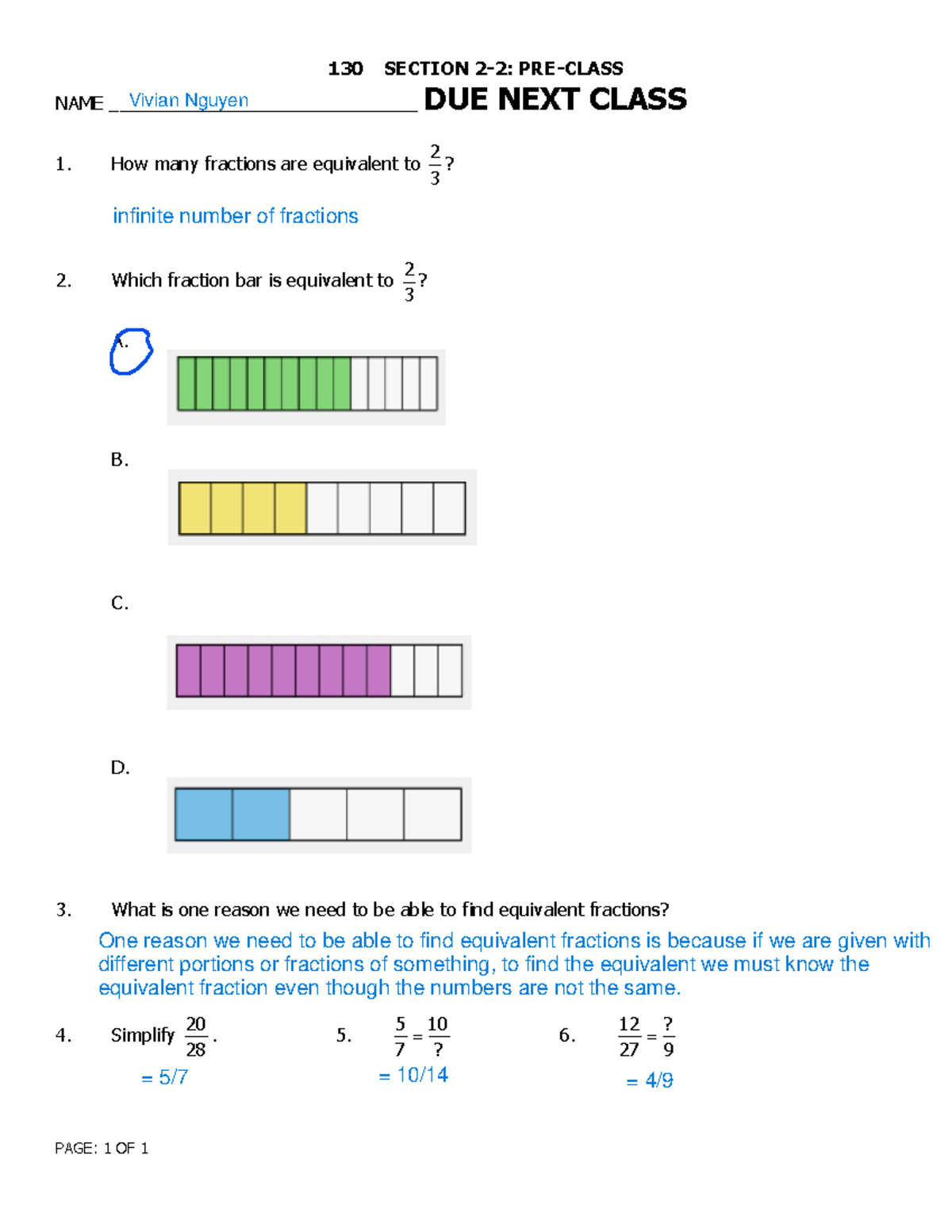 Some of Pre-class 2-2 Assignment Answers - MATH130 - PAGE: 1 OF 1 130 ...