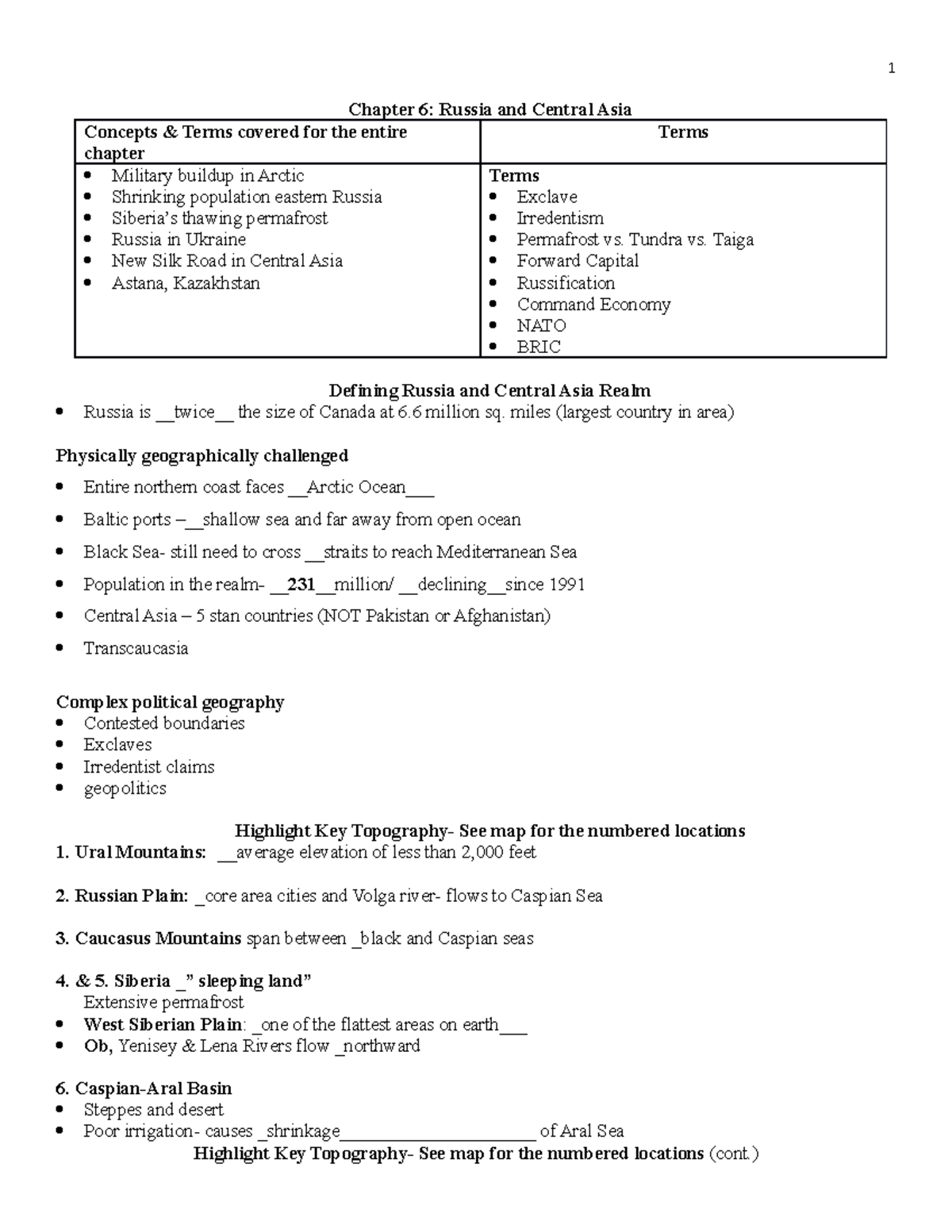 Ch 6 Russia And Central Asia Notes - Chapter 6: Russia And Central Asia ...