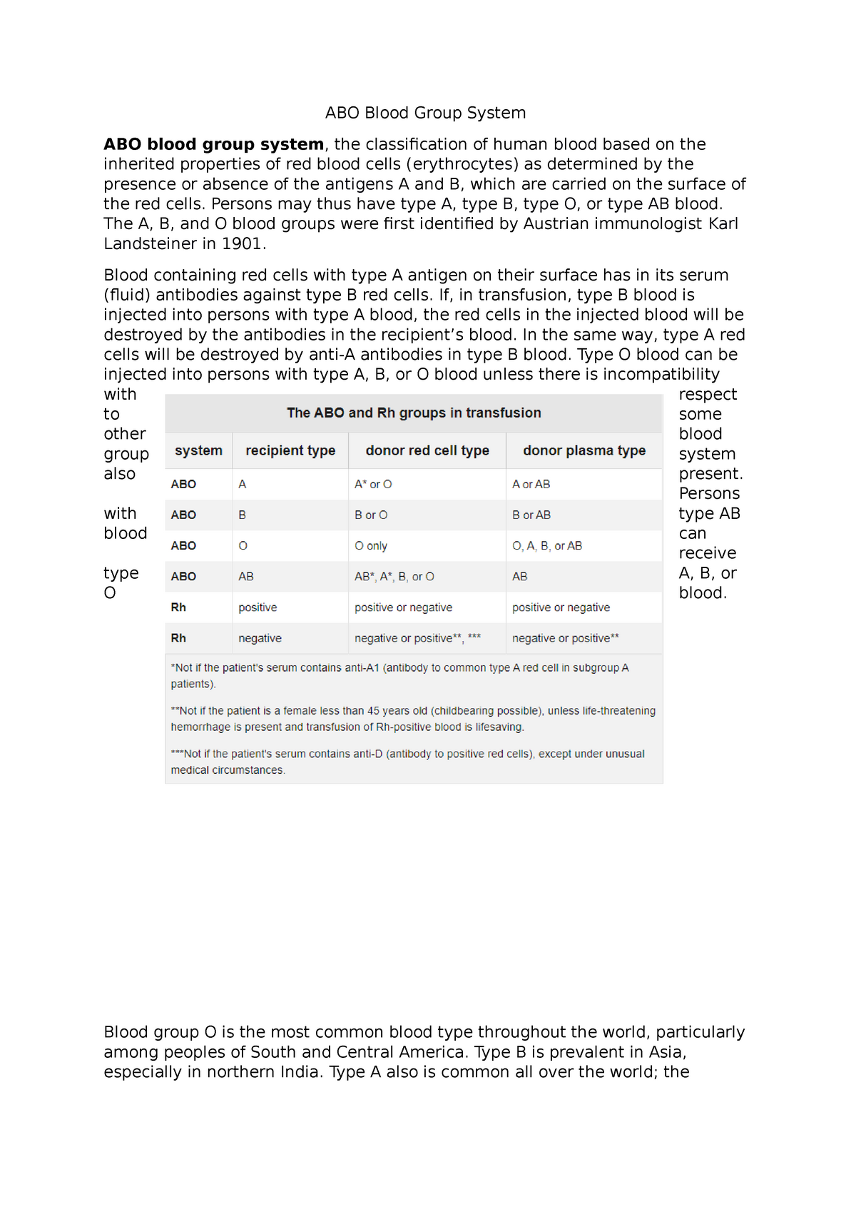 ABO Blood Group System - Lecture Notes - ABO Blood Group System ABO ...