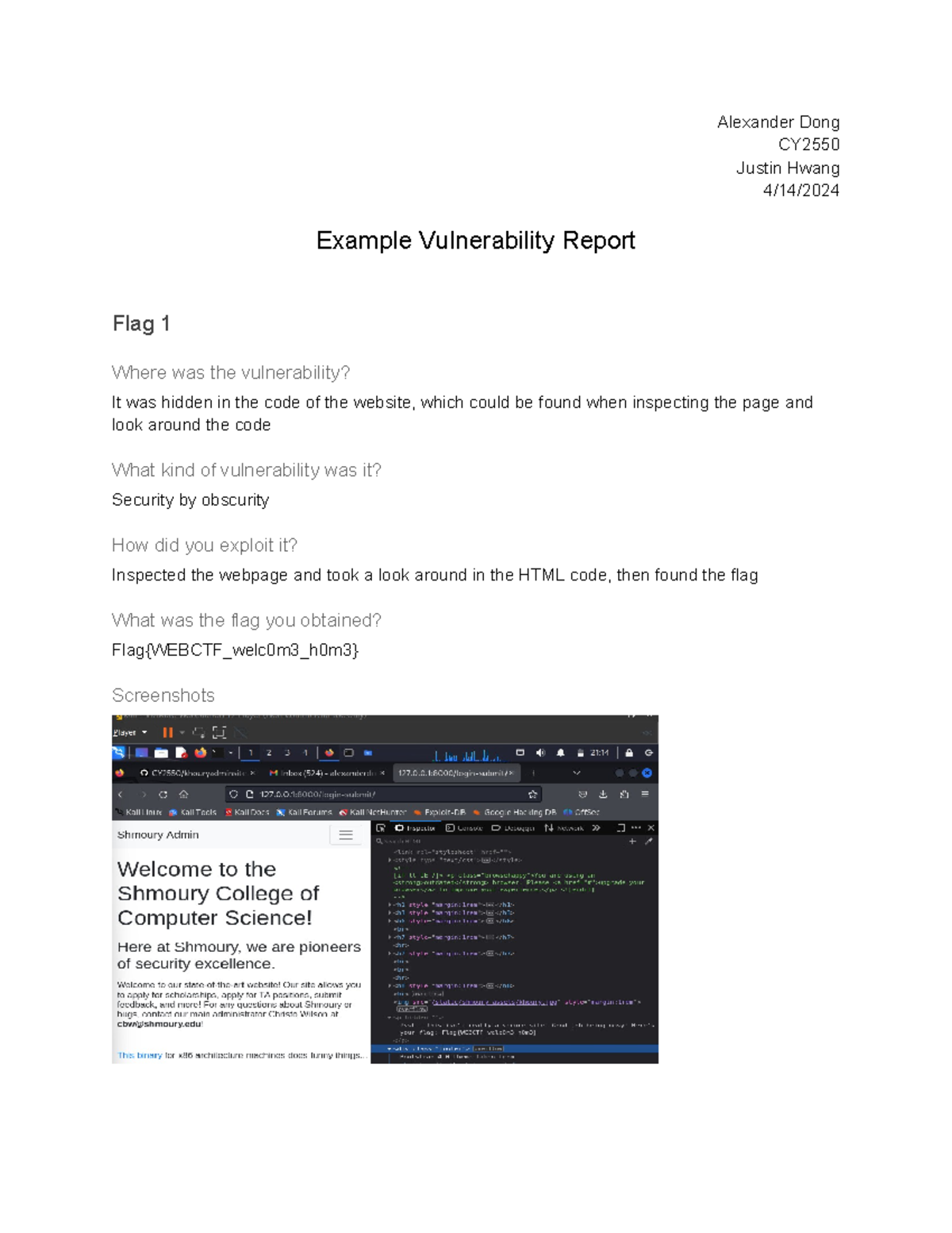 Example Vulnerability Report-1-1 - Alexander Dong CY Justin Hwang 4/14 ...