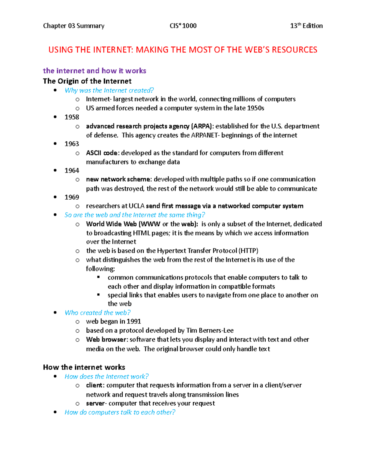 Chapter 3 TB Summary - Chapter 03 Summary 13th Edition USING THE ...