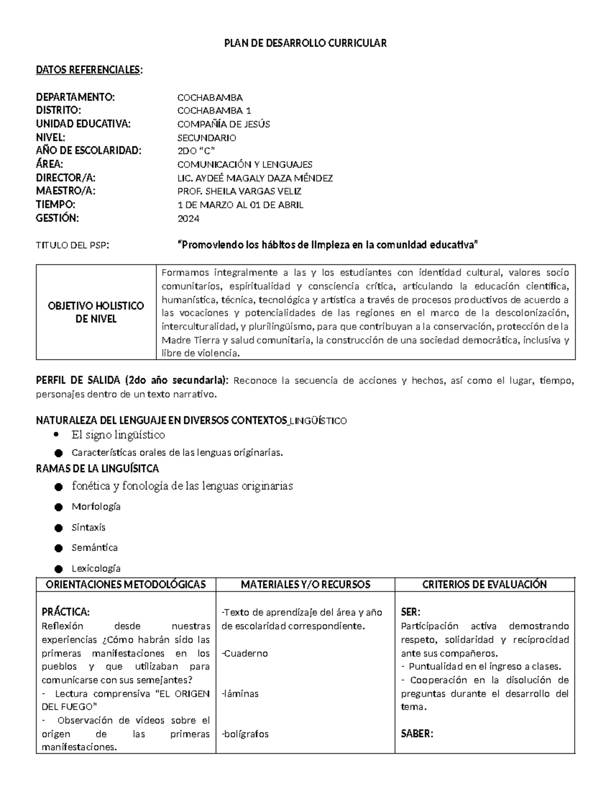 PDC comunicacionc 2do - PLAN DE DESARROLLO CURRICULAR DATOS ...