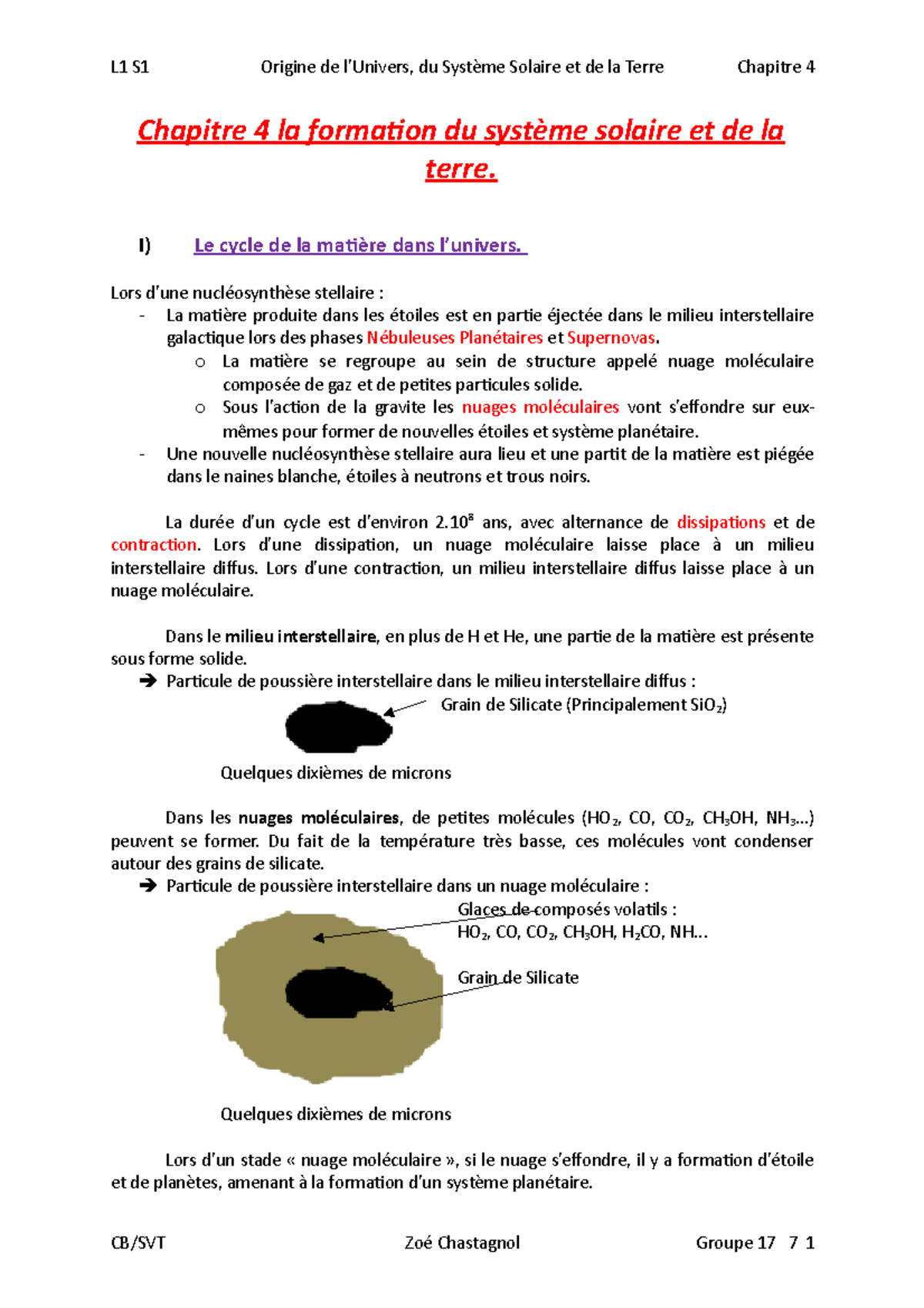 Chapitre 4 la formation du système solaire et de la terre - I) Le cycle ...