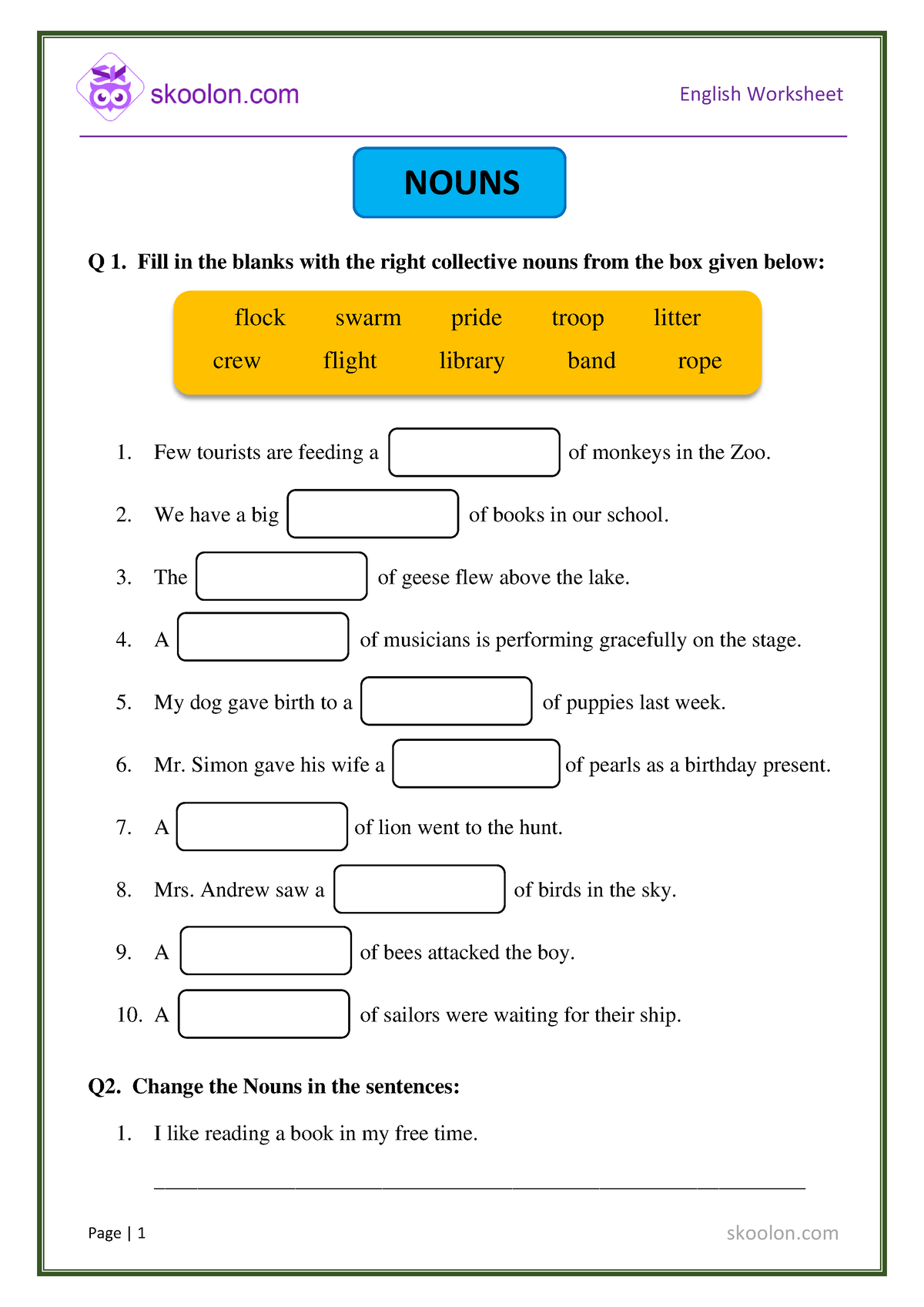 G3 English Nouns 260 - It's really good - Page | 1 English Worksheet ...