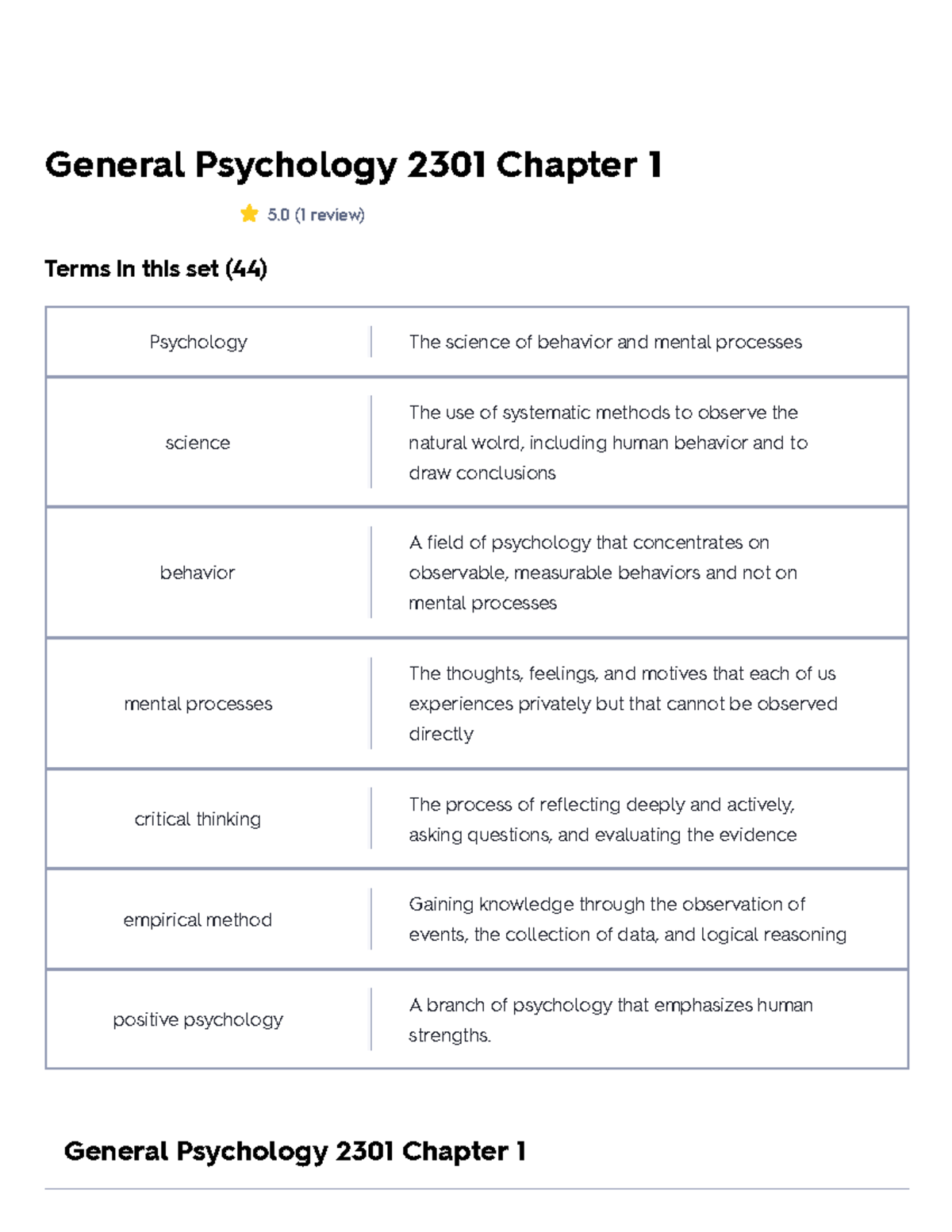 General Psychology 2301 Chapter 1 Flashcards - General Psychology 2301 ...