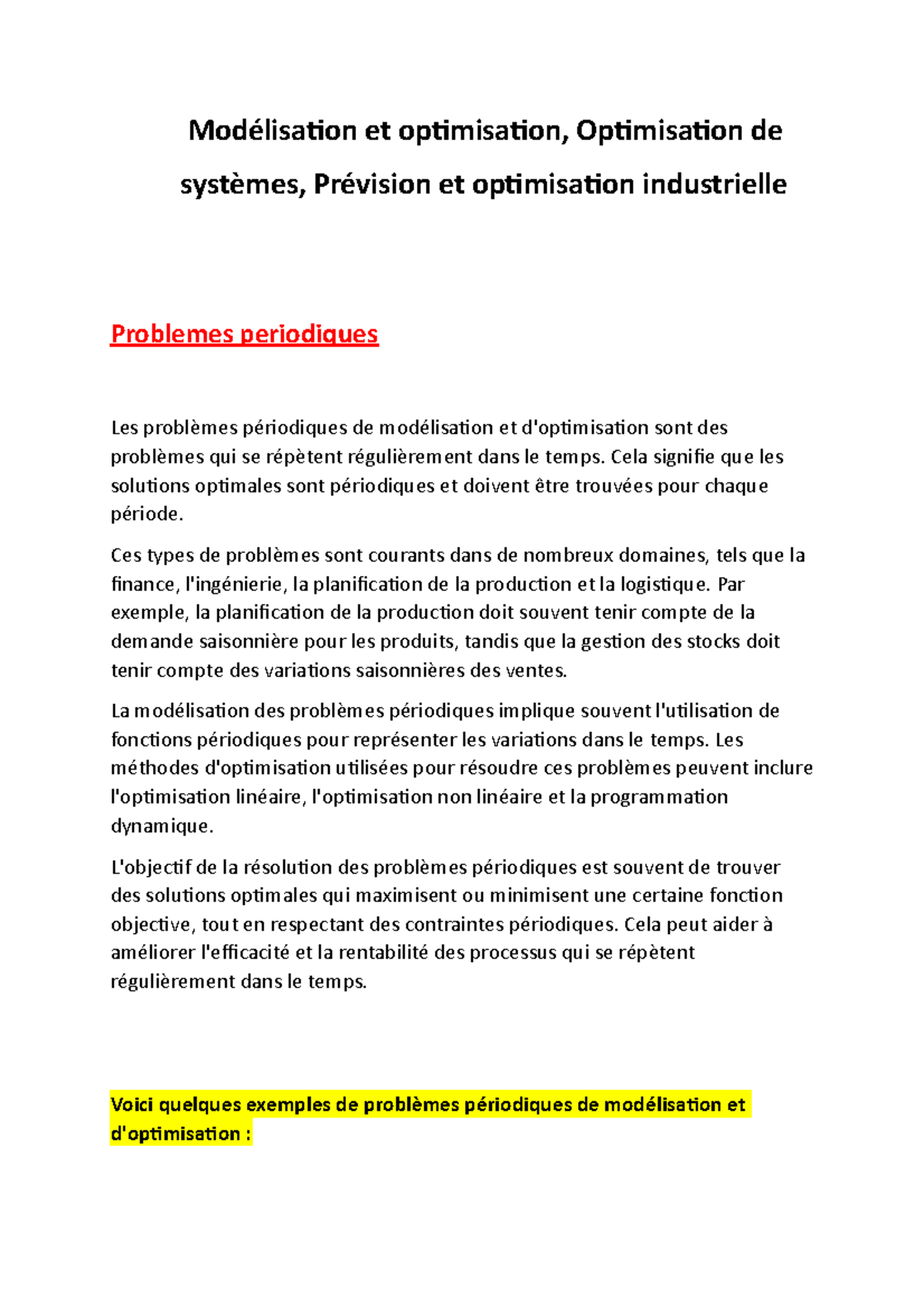 Modélisation et optimisation-9 - Modélisation et optimisation ...