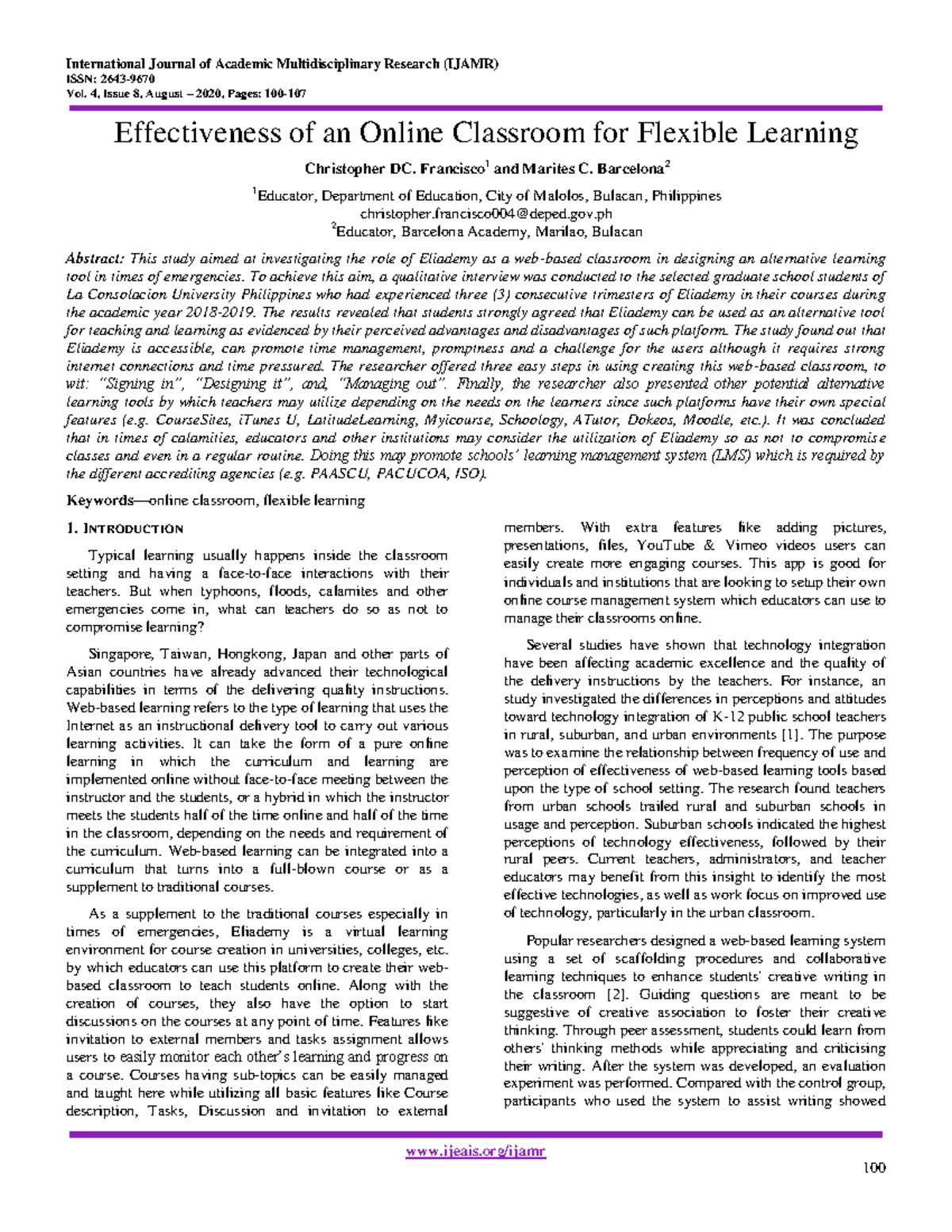 ED607990 - Study It - ISSN: 2643- Vol. 4, Issue 8, August 3 2020, Pages ...