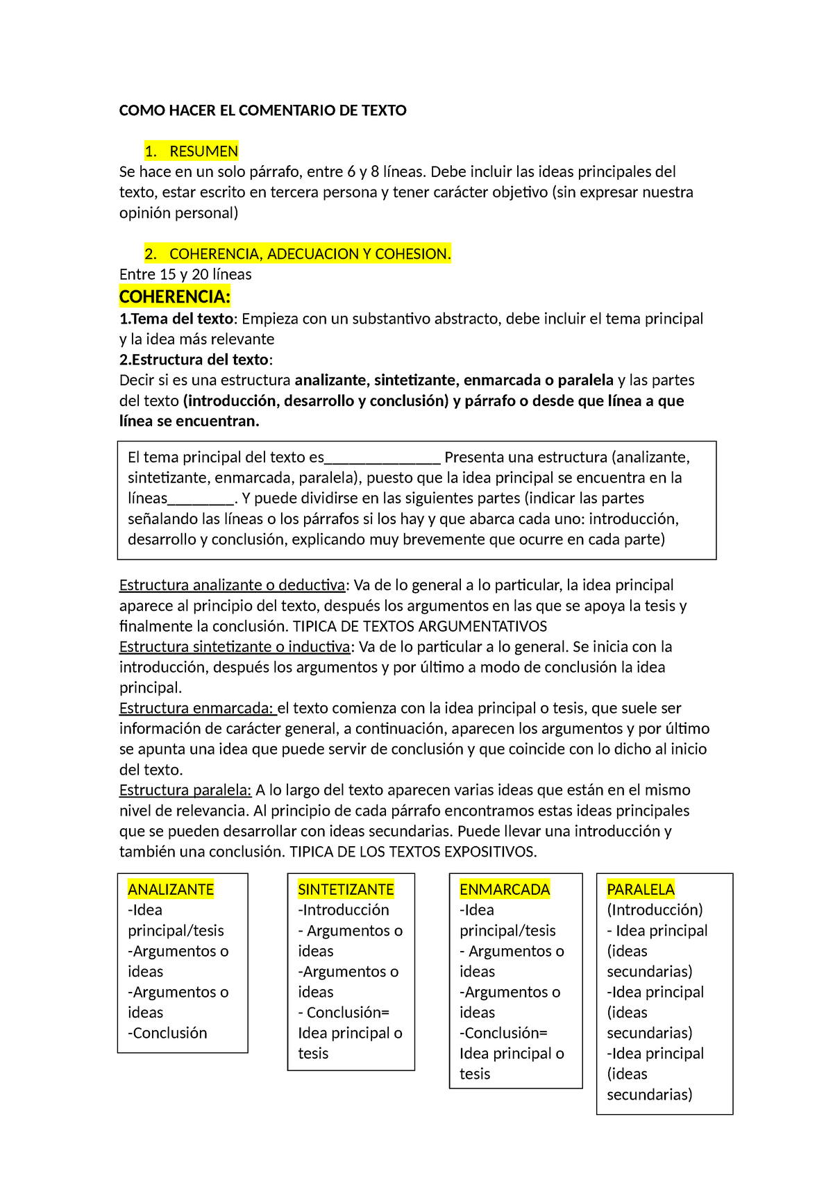 Como Hacer El Comentario De Texto Como Hacer El Comentario De Texto 1 Resumen Se Hace En Un 8225