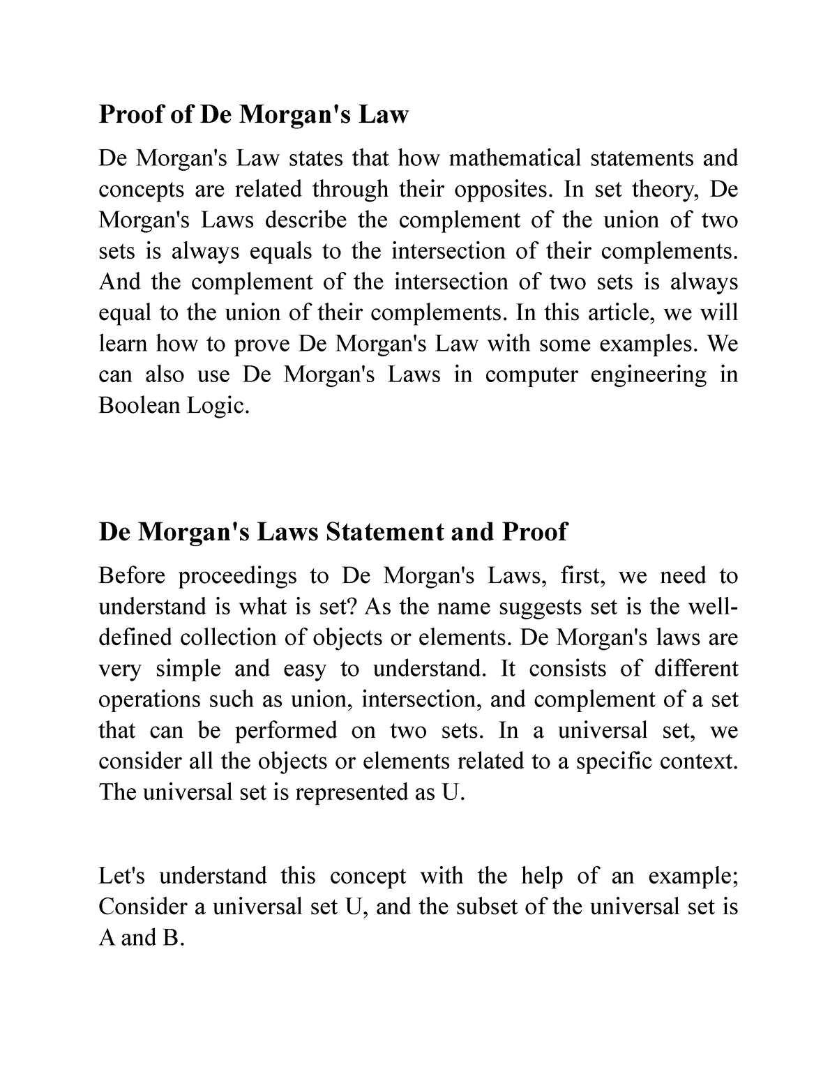 De Morgan Law - Revision For Exam - Proof Of De Morgan's Law De Morgan ...