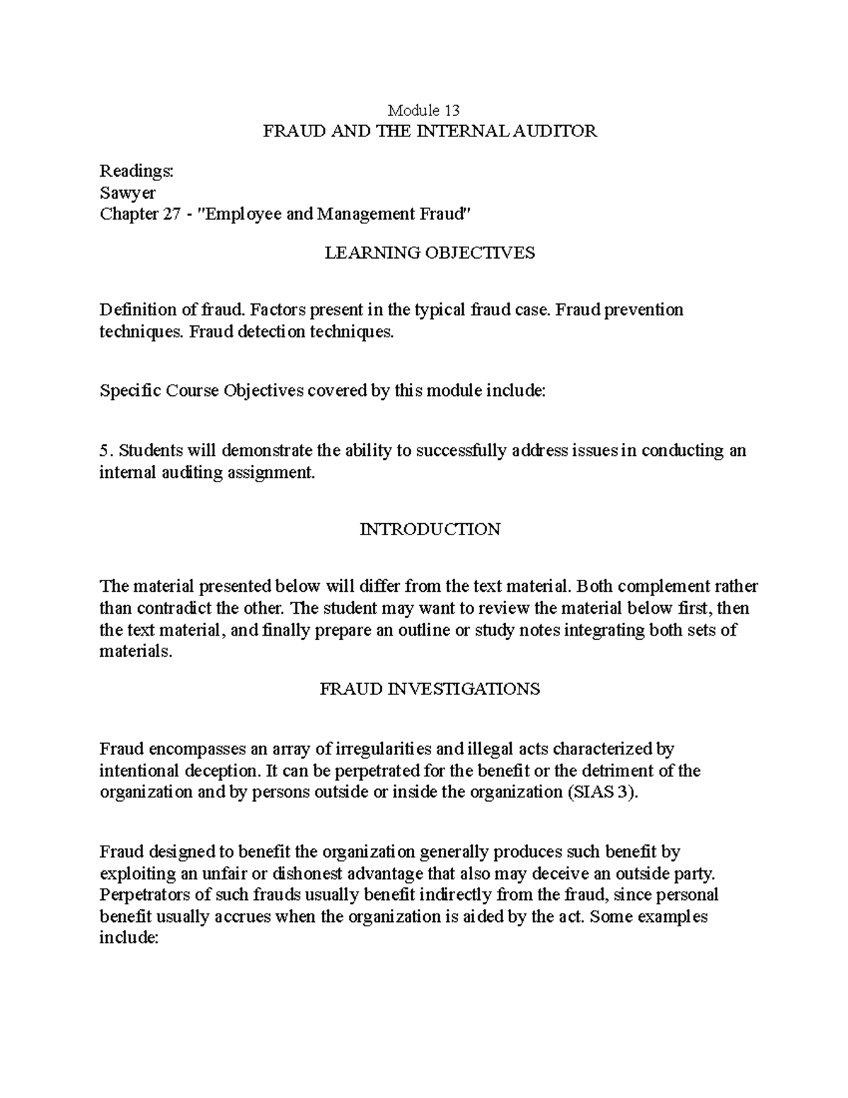 Module 13 - reading material only for educational purposes - Module 13 ...