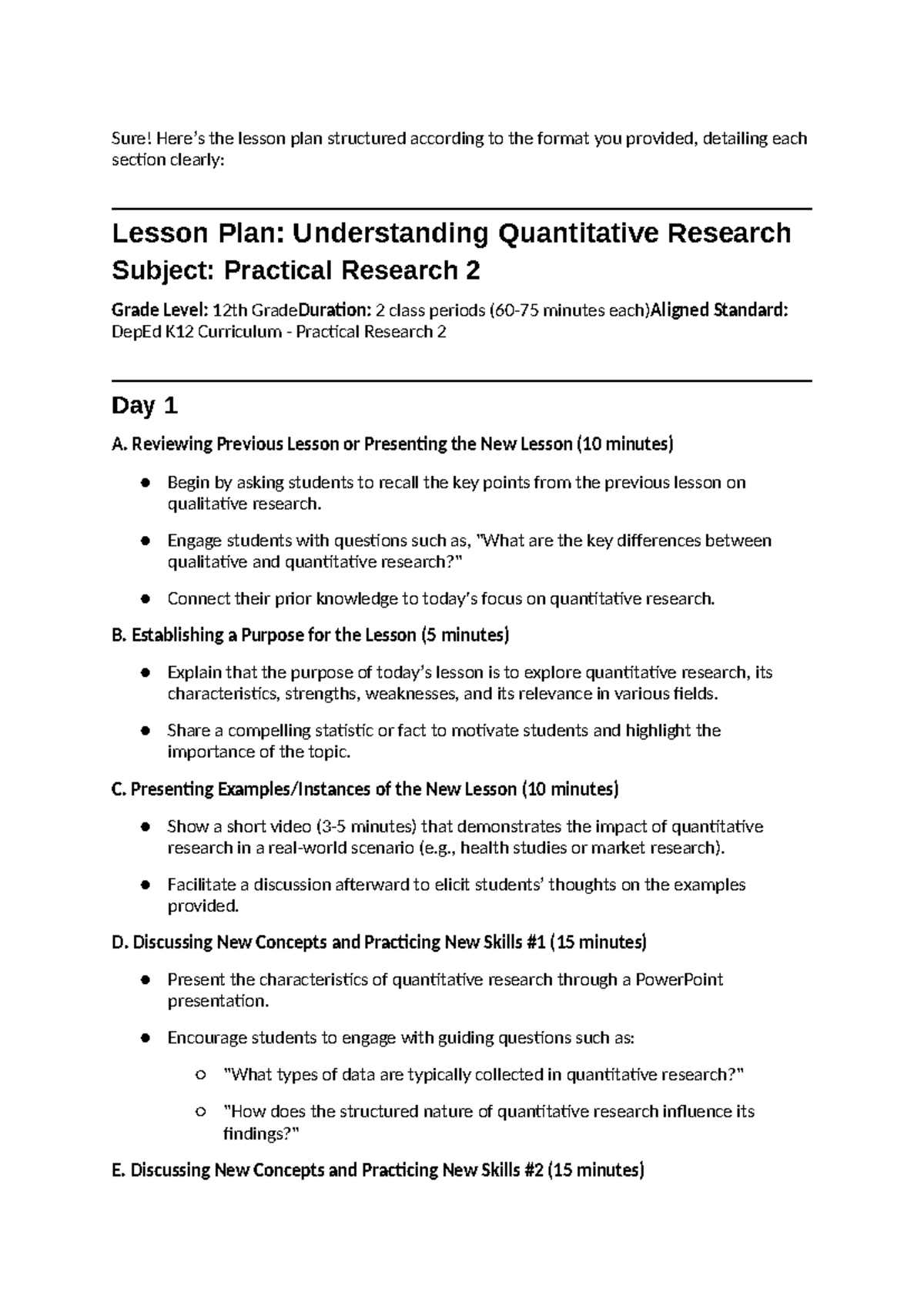 12th Grade Quantitative Research Overview - Sure! Here’s the lesson ...