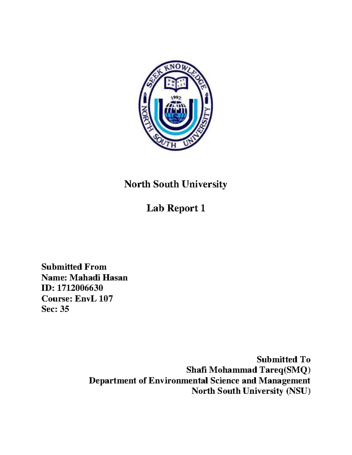 nsu assignment cover page doc