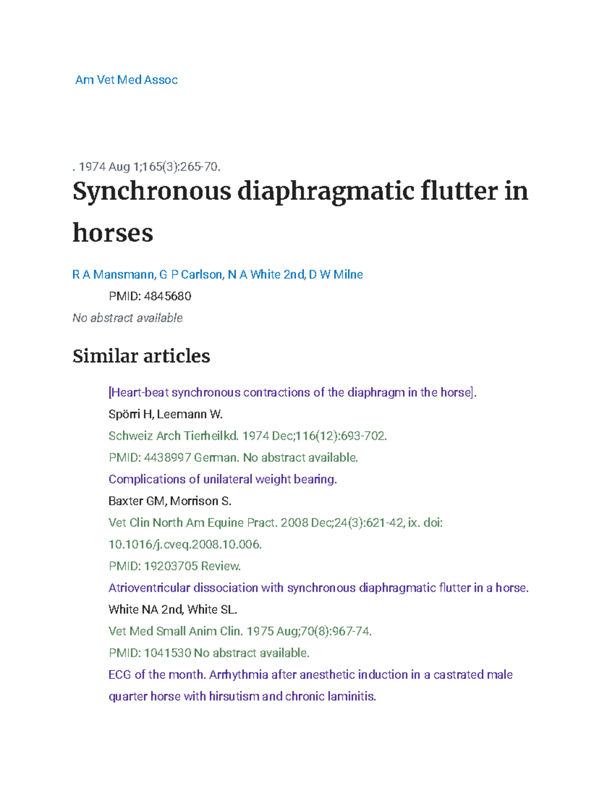 am-vet-med-assoc-1974-aug-1-165-3-265-70-synchronous-diaphragmatic