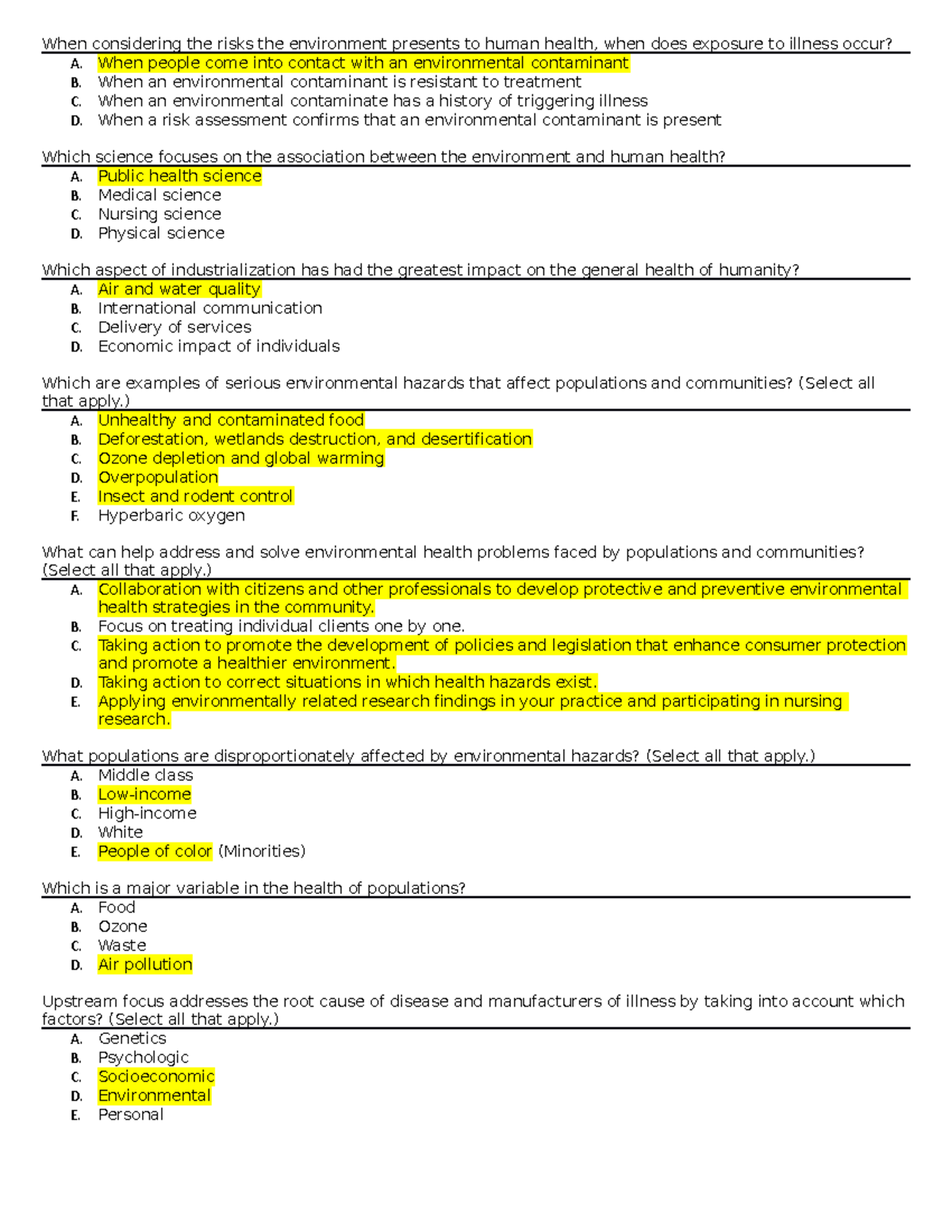 LP Questions - Dxcavv - When considering the risks the environment ...